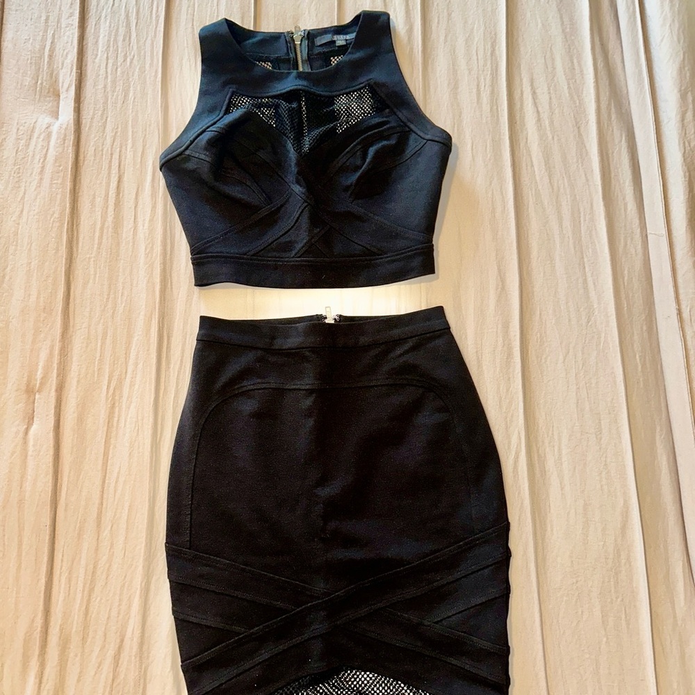 Black Women's 2 Piece Skirt Set